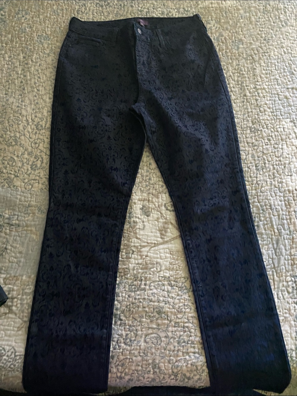 NYDJ Dark Navy Floral Jacquard Jeans